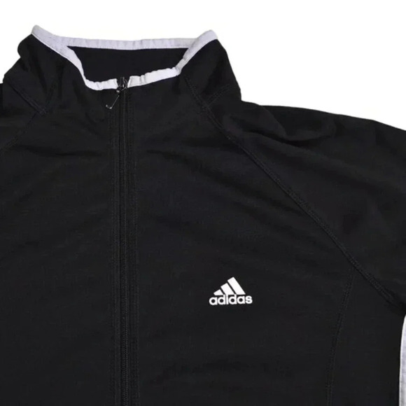 Adidas Black Full Zip Track Jacket 3 Stripes Lightweight Women's Size Large - Picture 3 of 8